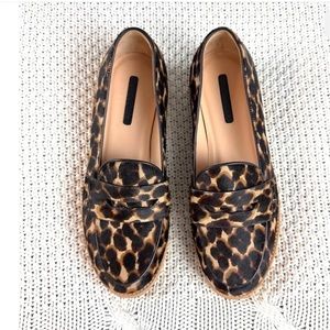 Longchamp Calf Hair Animal Print Penny Loafer women size 39 US size 8
